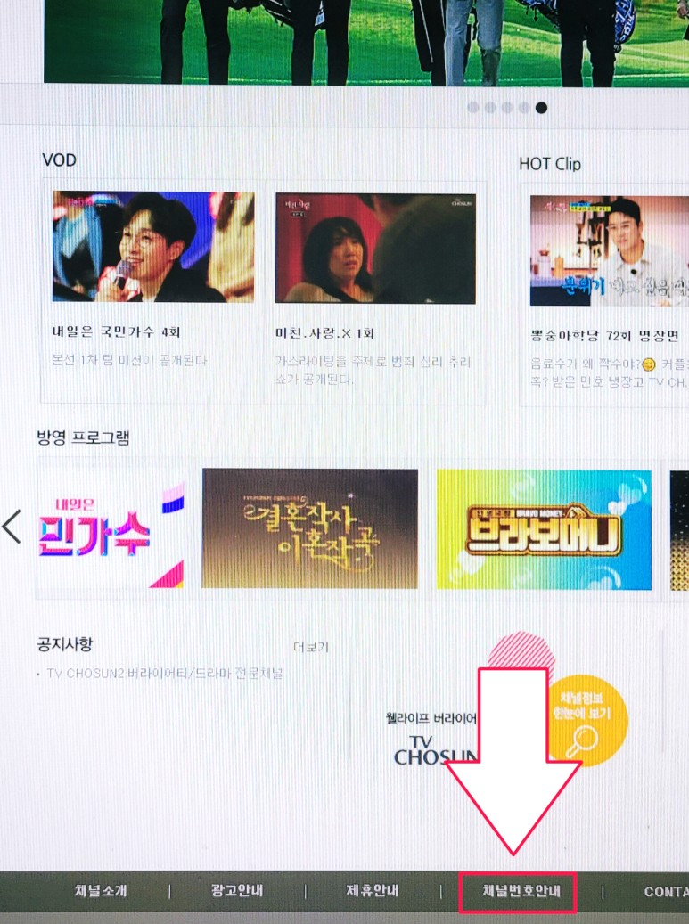 및 편성표 보는 법 알아보기 TV조선 2, TV조선 3채널 번호 10
