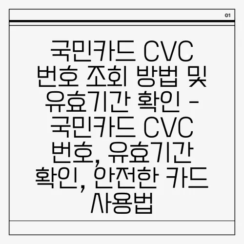 국민카드 CVC 번호 조회 방법 및 유효기간 확인 - 국민카드 CVC 번호, 유효기간 확인, 안전한 카드 사용법