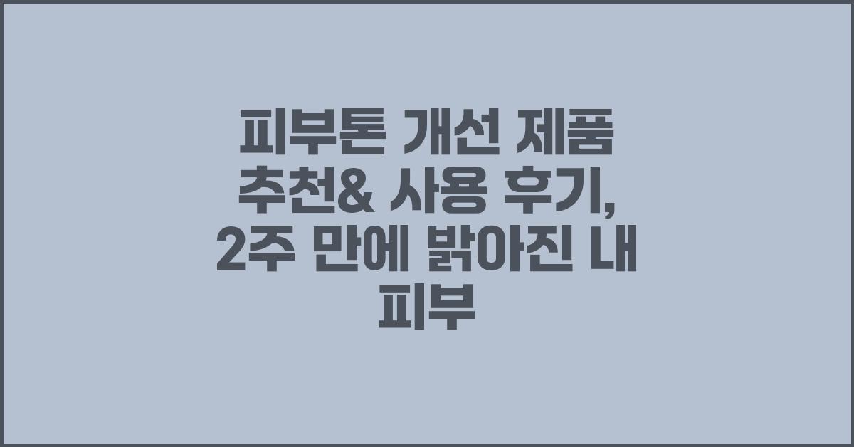 피부톤 개선 제품 추천& 사용 후기
