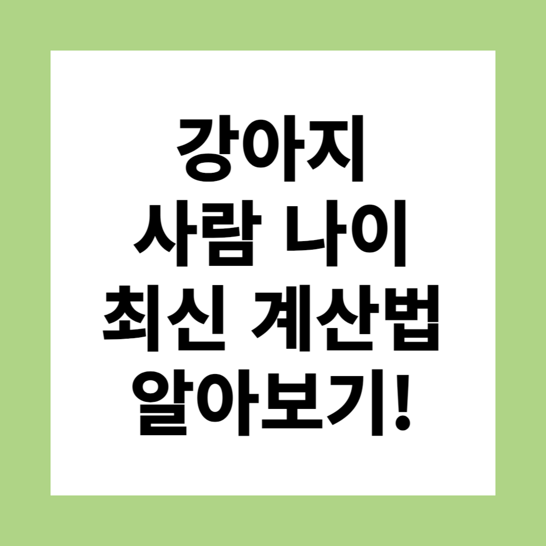 강아지 사람 나이 계산