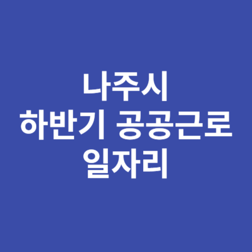 2024 나주시 하반기 지역 공공 일자리