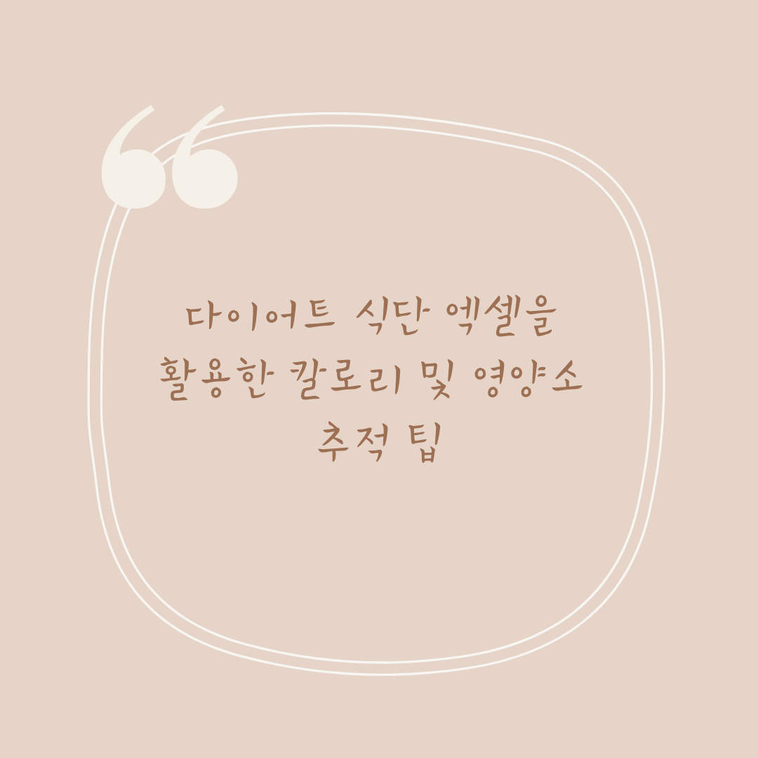 다이어트 식단 엑셀을 활용한 칼로리 및 영양소 추적 팁