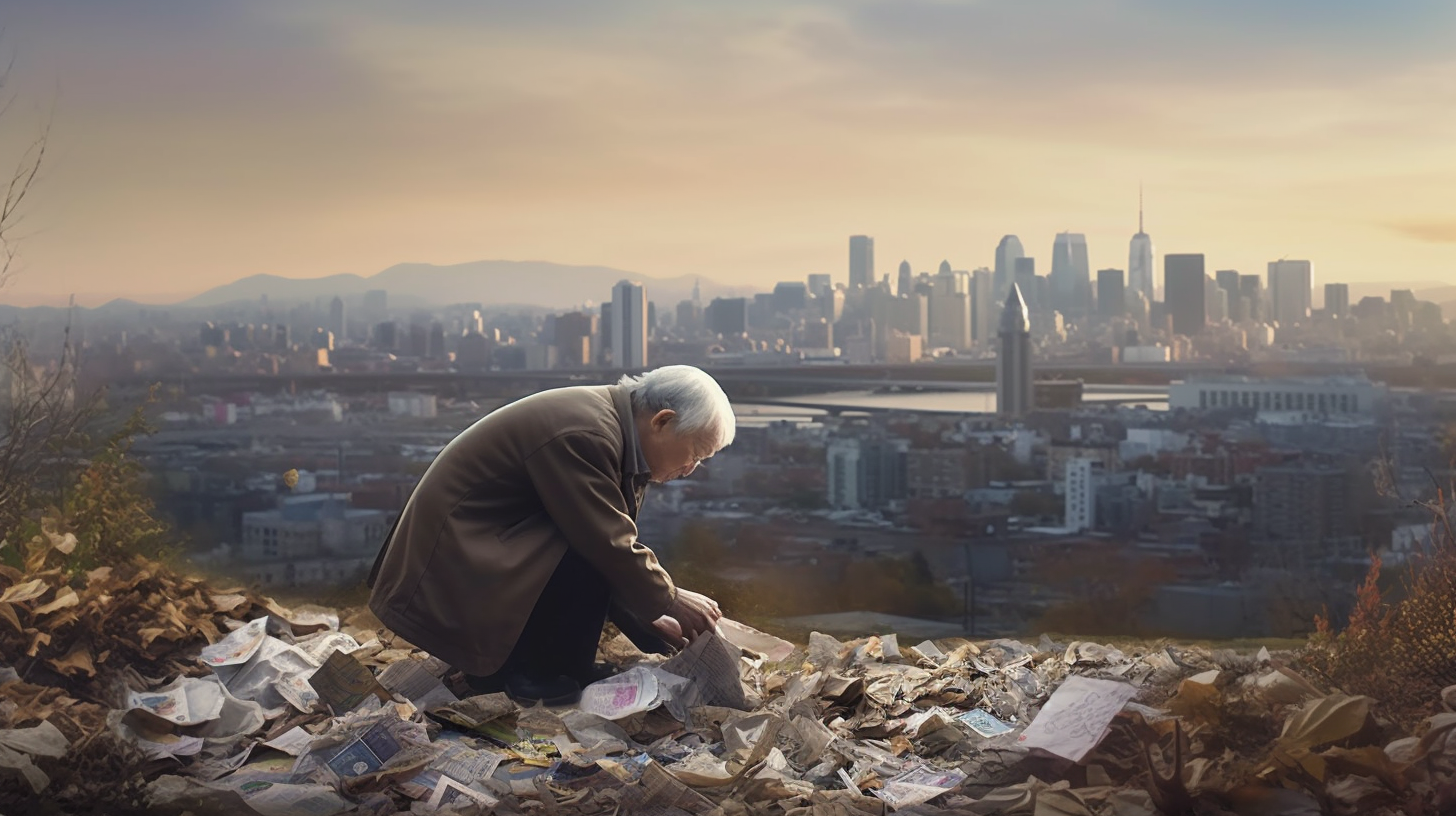 The Elderly Picking Up Paper Waste