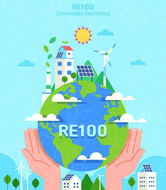  재생 에너지 'RE 100' 이행의 우리나라 어려움과 대응책 'CF 100'보기