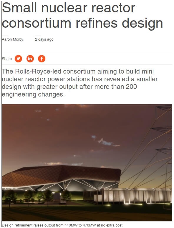  롤스로이스가 이끄는 미니 원전 건설 컨소시엄 VIDEO:Small nuclear reactor consortium refines design  ㅣ '스마트원전' 소형모듈원자로(SMR) TSMC노리는 두산중공업