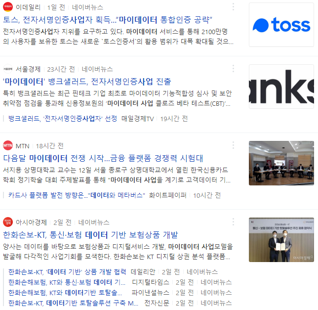  마이데이터 관련주