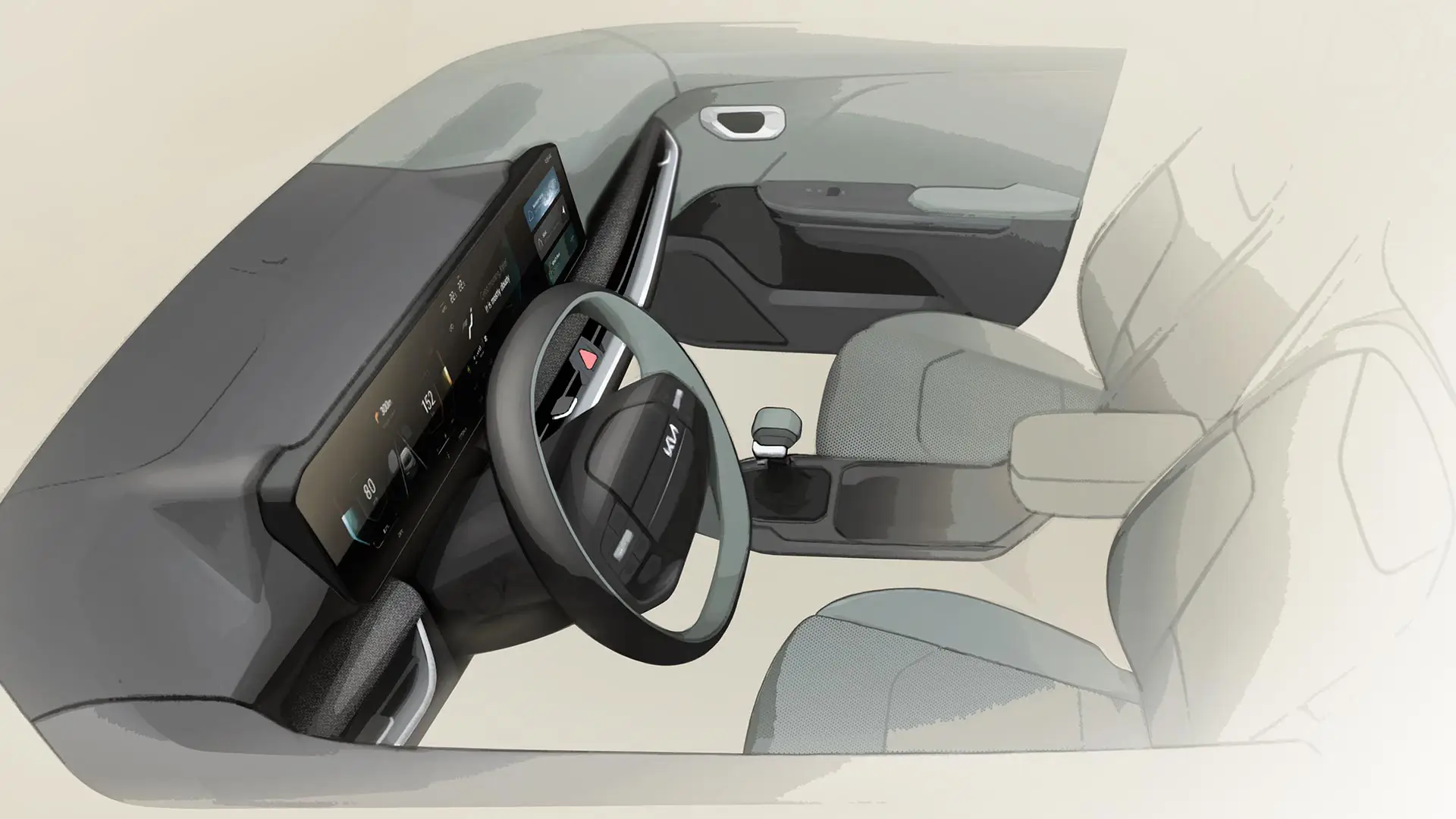 기아 K4 디자인 스케치 이미지 운전석 위에서 본 모습