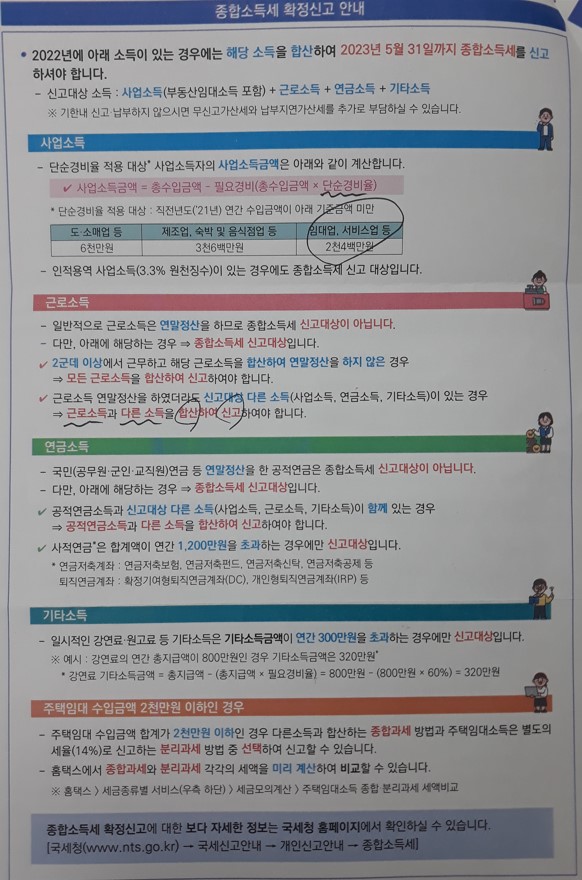 종합소득세 확정신고 안내문