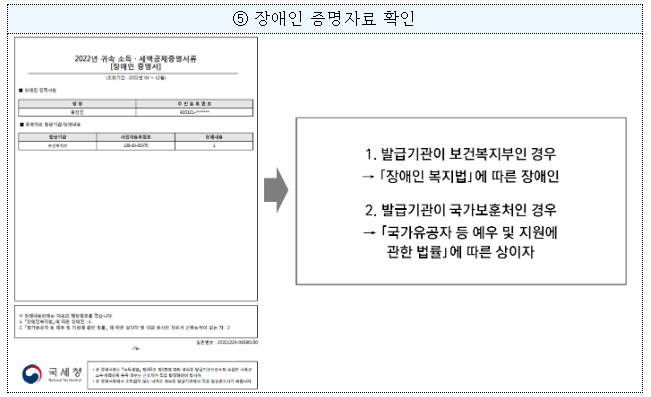 장애인 증명 자료 확인