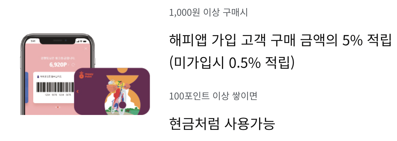 파리바게뜨 해피포인트 할인 및 적립