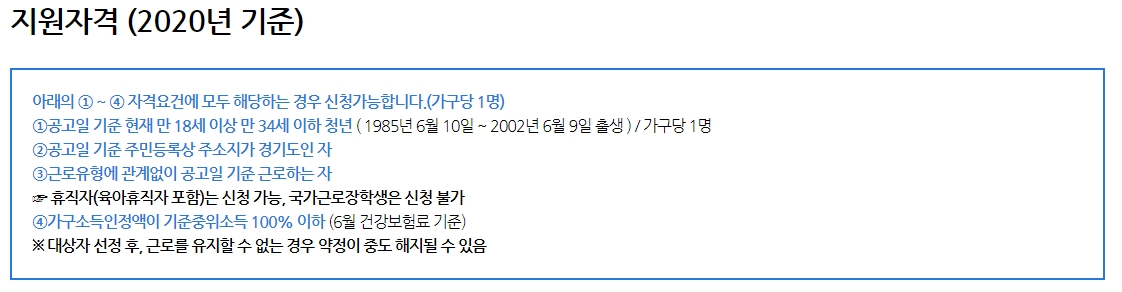 경기도 일하는 청년 통장