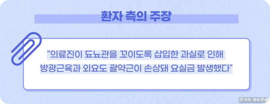 환자는 의료진의 과실로 인해 요실금이 발생했다고 주장했다