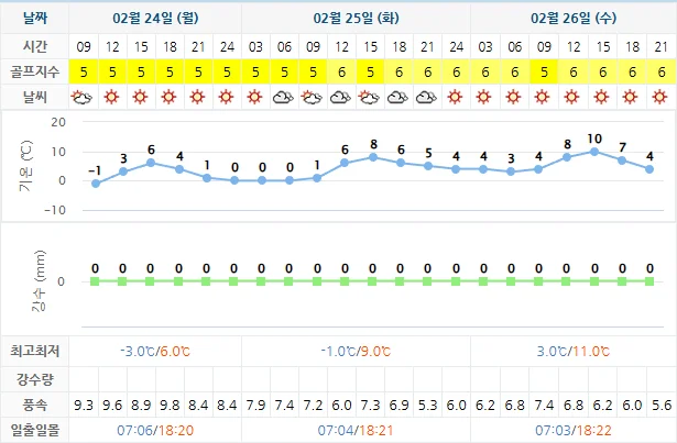 2월 24일 기준 디오션CC 날씨 안내