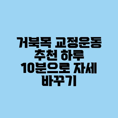 거북목 교정운동 추천 하루 10분으로 자세 바꾸기