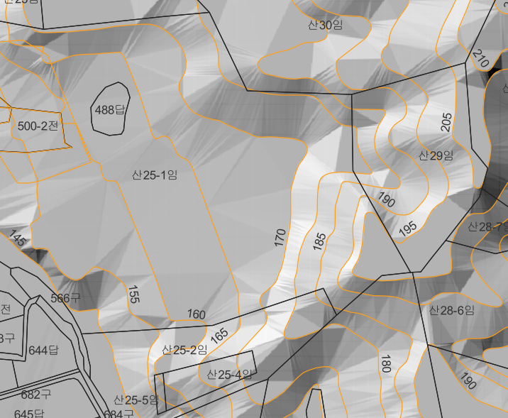  Qgis 등고선도를 이용한 DEM, TIN보간, 음영기복도