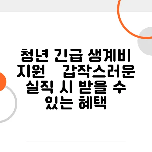 청년 긴급 생계비 지원 – 갑작스러운 실직 시 받을 수 있는 혜택