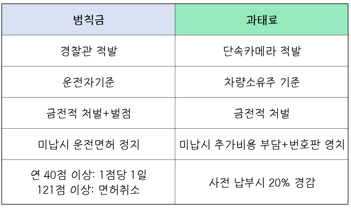 범칙금과 과태료의 차이