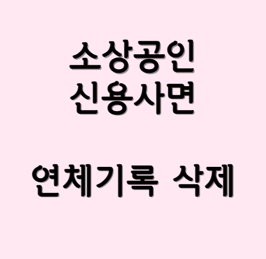 소상공인 연체기록 삭제 (신용사면)