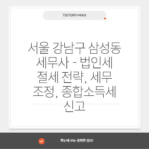 서울 강남구 삼성동 세무사 - 법인세 절세 전략, 세무 조정, 종합소득세 신고