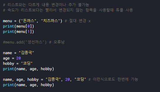  [Python] 파이썬 튜플