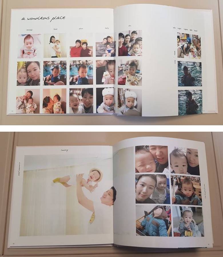 아이 사진이 많이 담긴 포토북 모습이다.