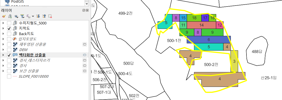  Qgis 대상지 영역 내의 구역만 경사도 구하기.