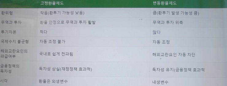 고정환율제도와 변동환율제도 차이점