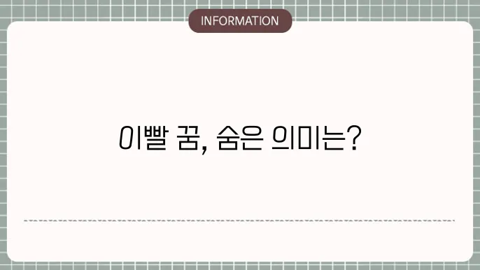아랫이빨빠지는꿈 윗어금지는꿈 이빨꿈해몽