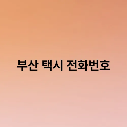 부산 택시 전화번호
