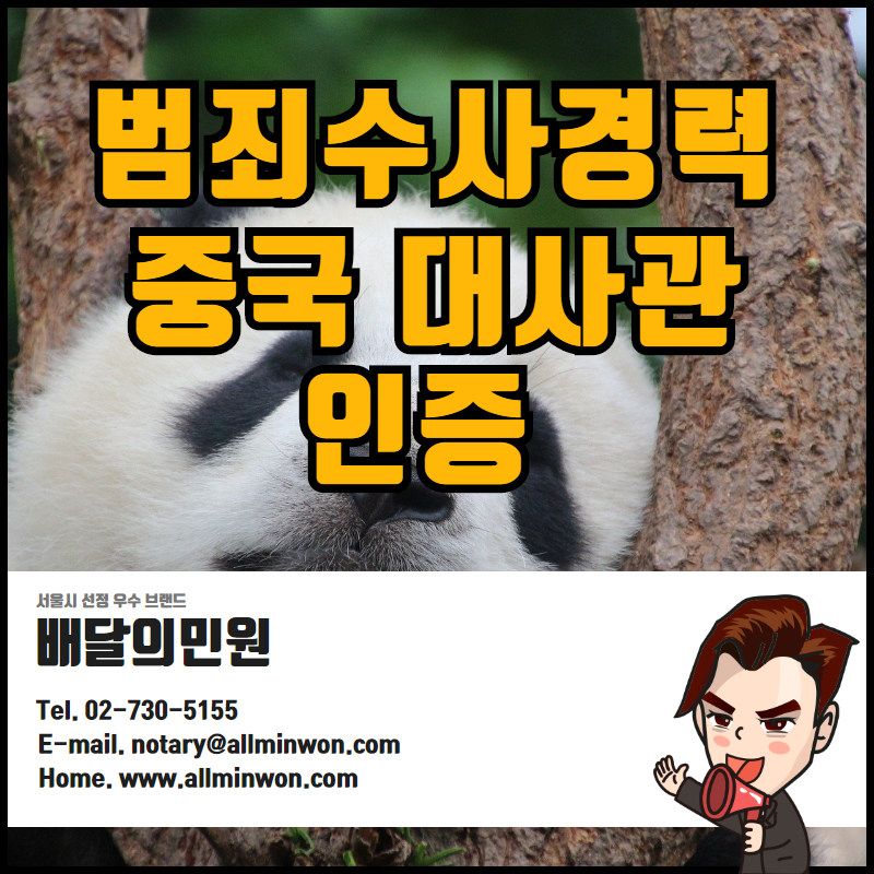  범죄수사경력회보서 (입국체류용) 중국 대사관인증 + 외교부인증