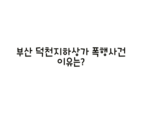  부산 덕천지하상가 폭행사건 이유는?