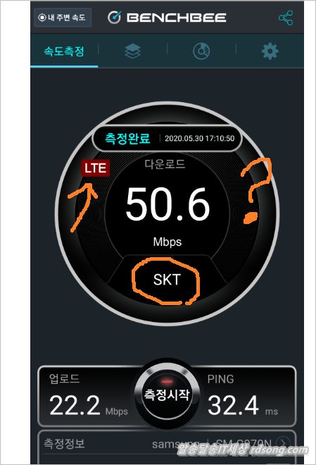 skt LTE 속도 - 모바일 인터넷 속도 측정 skt데이터 속도 결과4