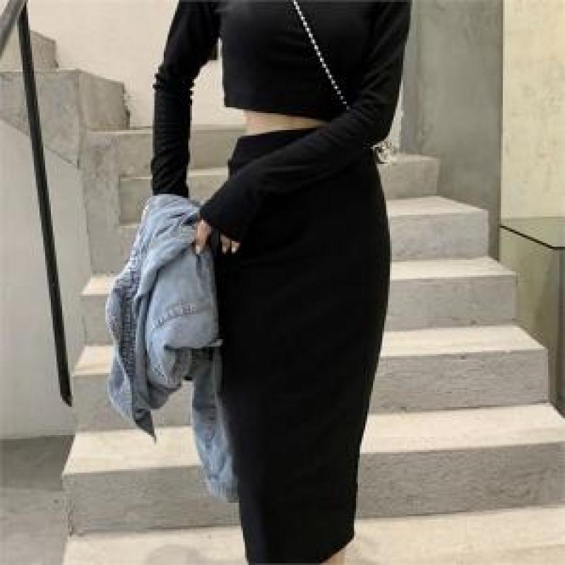 슬림 핏 볼륨 라인 크롭 투피스 세트