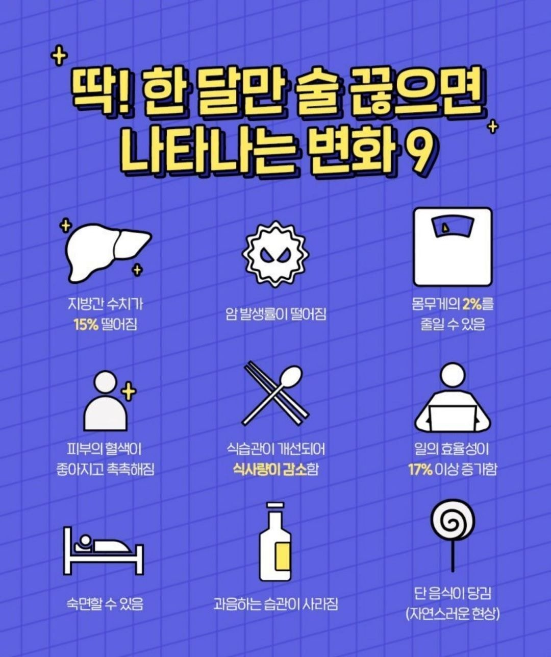  딱 한달만 술 끊으면 나타나는 변화