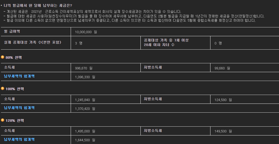 2021년-근로소득-소득세액표-자동계산기-조회결과