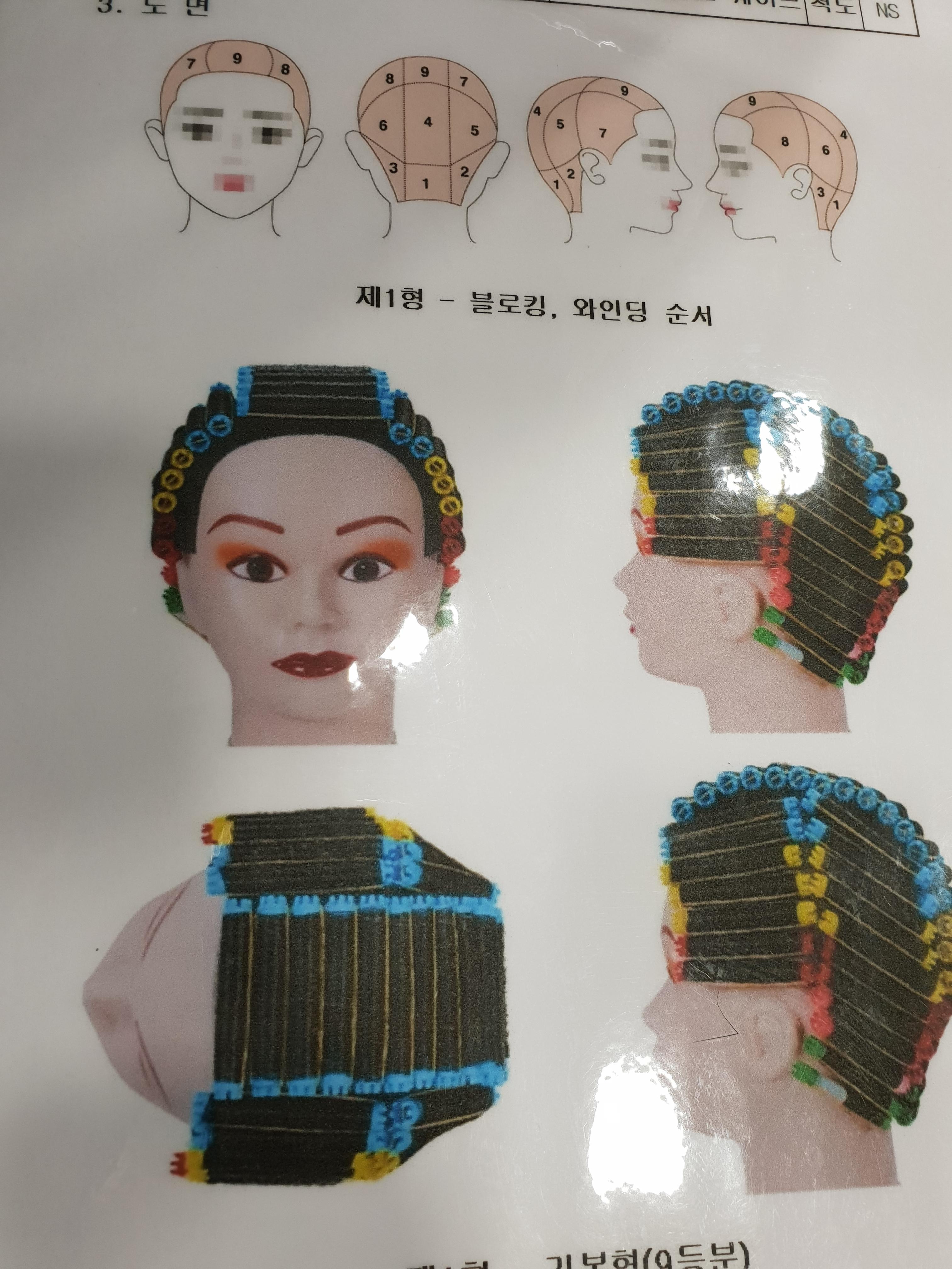  미용사일반 실기 퍼머넌트 일반형(9등분)
