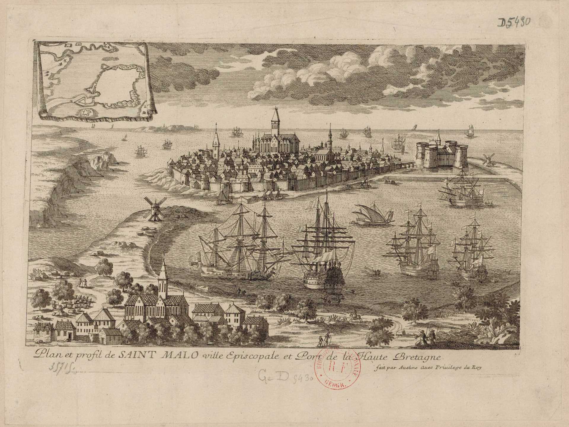 해적들의 근거지였던 도시&#44; 생말로 시 17~18세기에 그려진 생말로의 전경