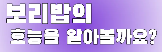 보리밥의 효능을 알아볼까요?