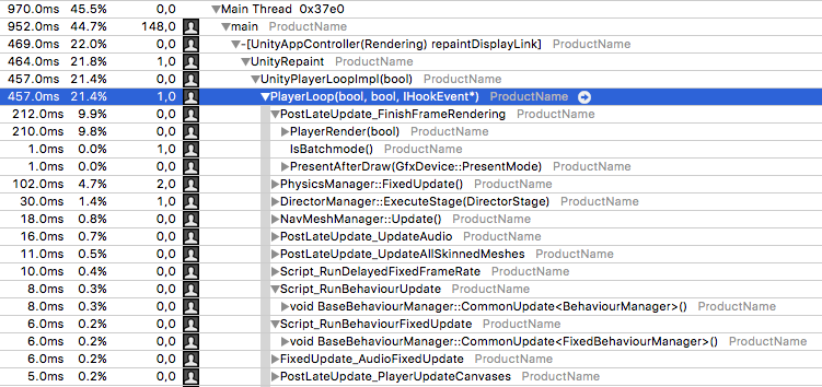 코더제로 유니티 최적화 유니티 최적화에 대한 이해 Unity 5.4 샘플 프로젝트 프로파일링 PlayerLoop