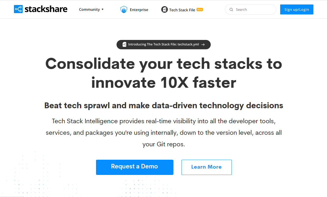 stackshare 메인 페이지