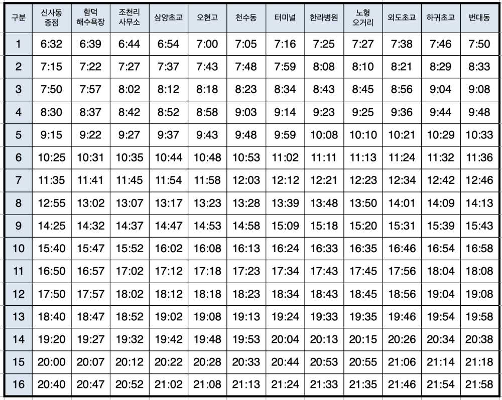 제주-301번-버스시간표