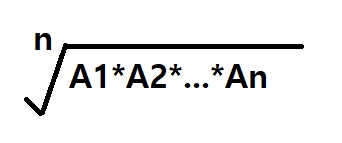 기하평균의 계산 공식을 적은 이미지