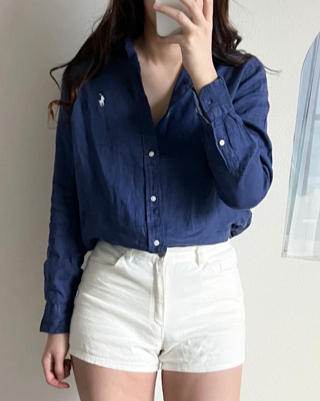 폴로랄프로렌 여성 릴렉스핏 린넨 셔츠