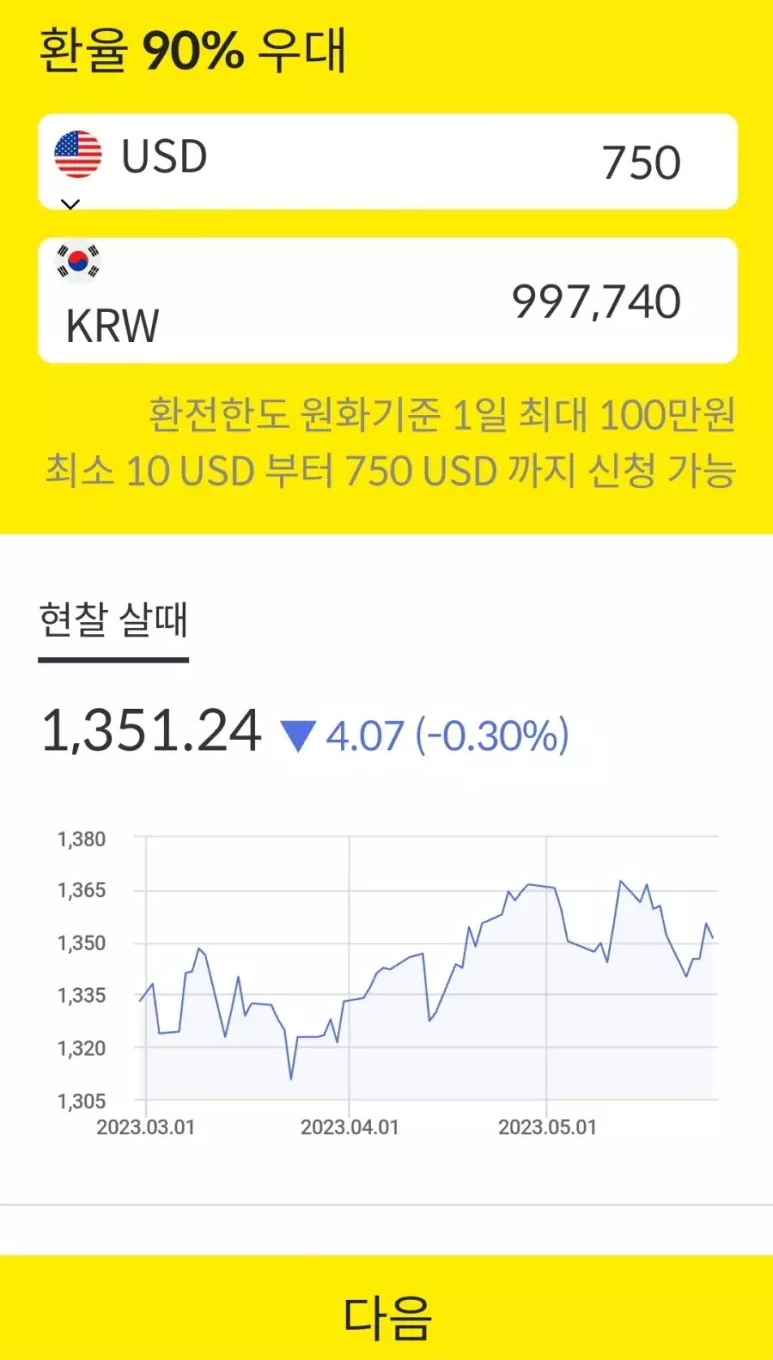 카카오페이로 환율우대 90% 받고 환전하는 방법