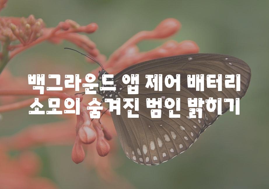 백그라운드 앱 제어 배터리 소모의 숨겨진 범인 밝히기