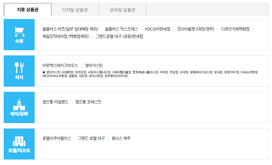 홈플러스 상품권 사용처