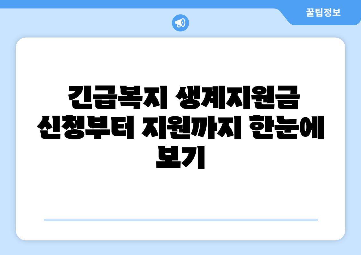  긴급복지 생계지원금 신청부터 지원까지 한눈에 보기
