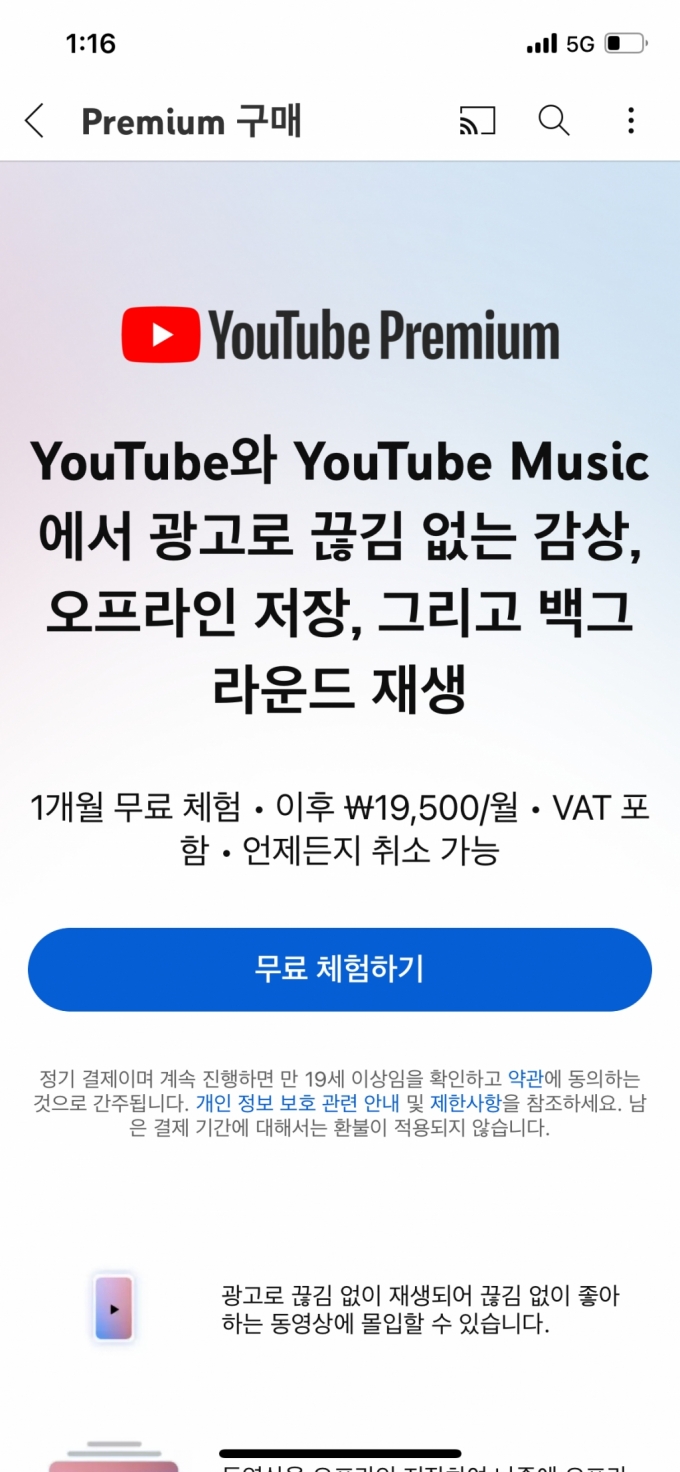 유튜브 프리미엄 가격 인상 유튜브 뮤직 끼워팔기 아이폰 가격 다르다 19500원