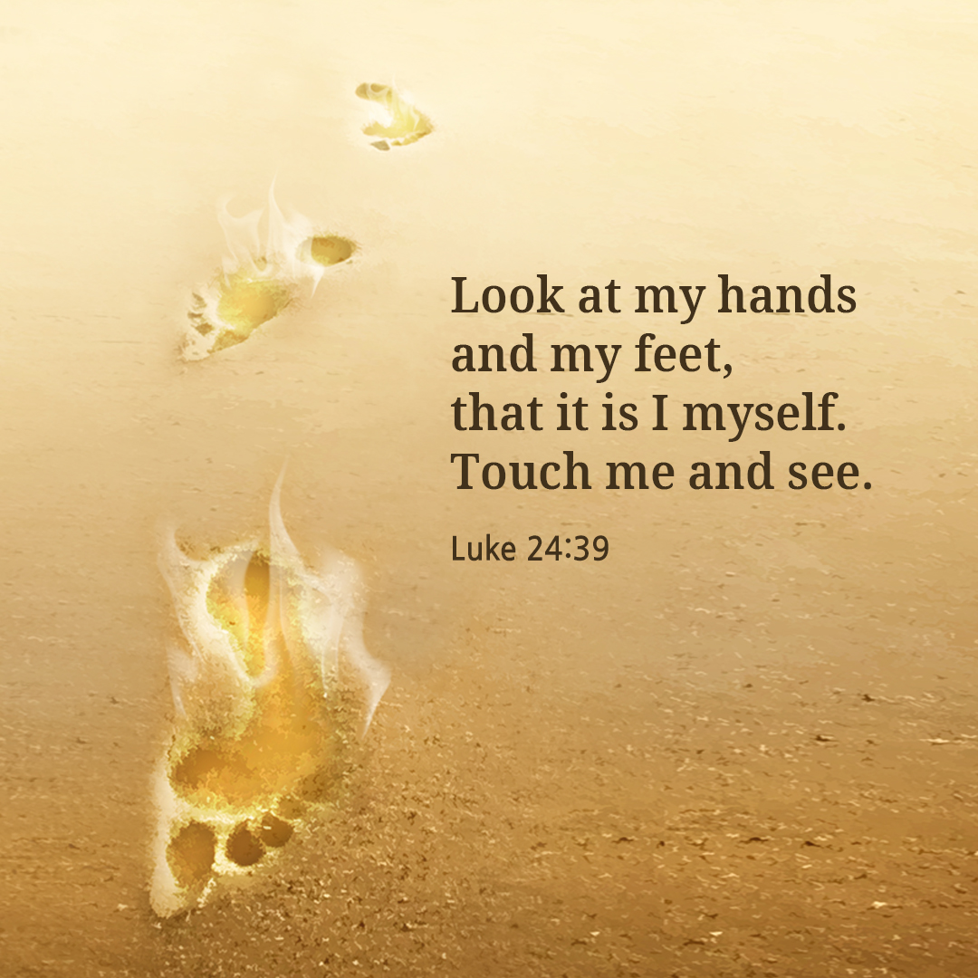 Look at my hands and my feet&#44; that it is I myself. Touch me and see. (Luke 24:39)