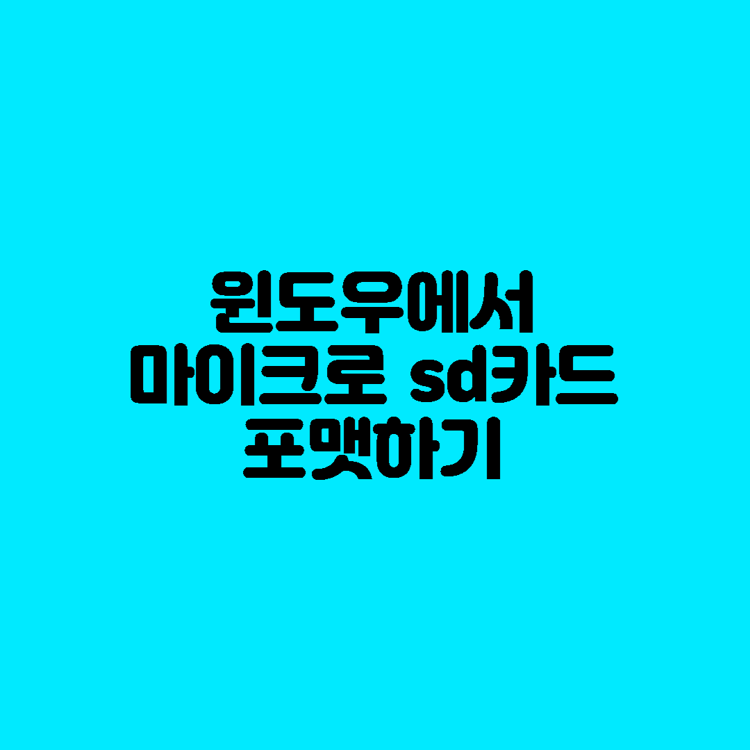  윈도우에서 마이크로 SD 카드를 포맷하는 방법 알아보기